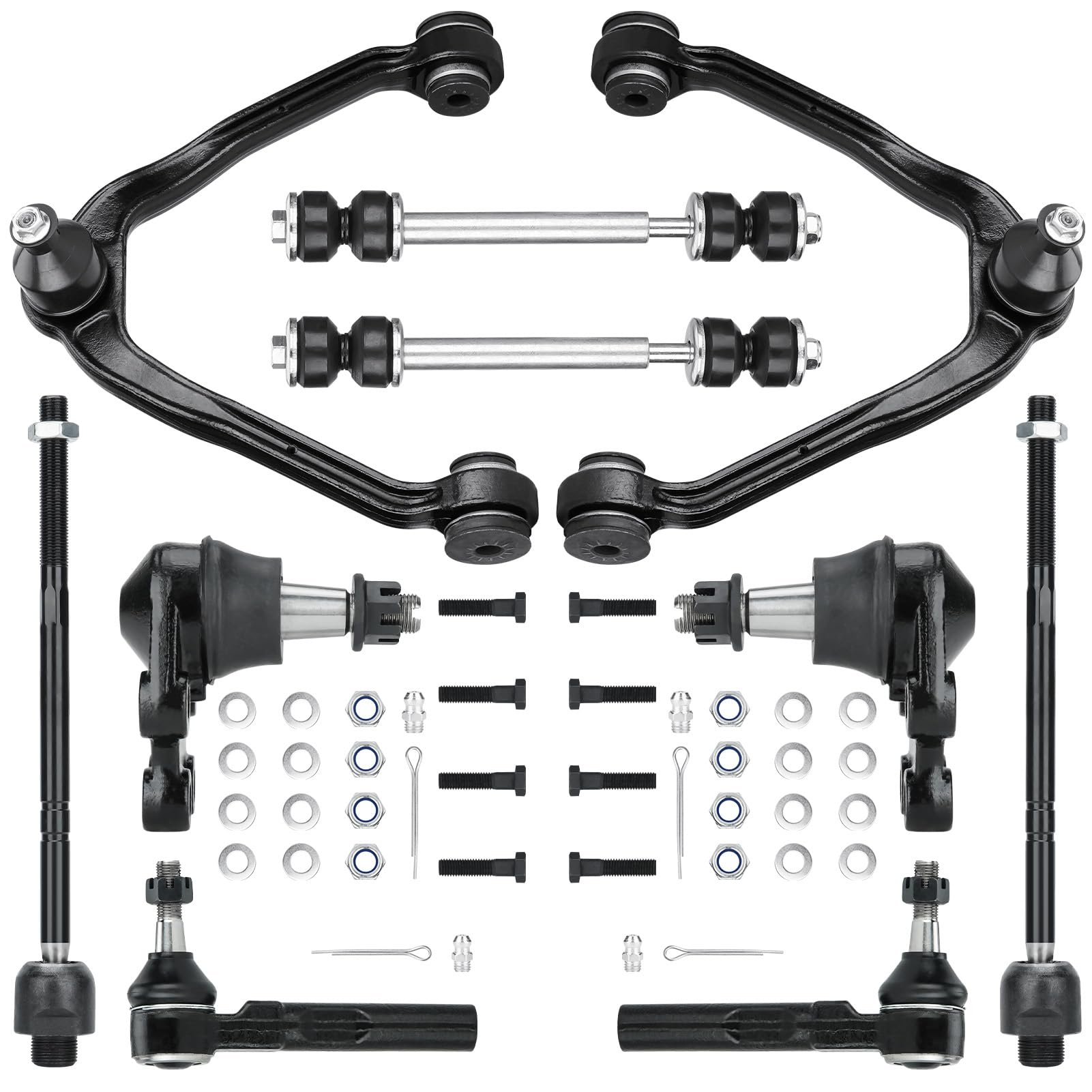 Photo 1 of 10PCS Front Upper Control Arms K80942 for Chevy Silverado GMC Sierra 1500 RWD 1999-2006 - Suspension Kit w/Ball Joints Sway Bars Tie Rods K6539 K80631 ES3492 EV370