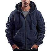 Zerenfy Hoodies for Men Heavyweight Sherpa Fleece Lined Sweatshirt Full Zip Up Thick Winter Coats Hooded Warm Jacket