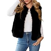 WOWULOVELY Women Faux Fur Vest Sleeveless Fuzzy Jacket Furry Open Front Cardigan Top Fluffy Coats Winter Vest Outerwear