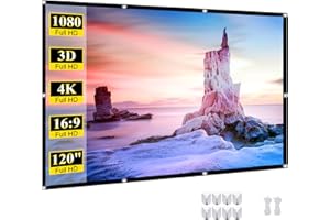 SKERELL Portable Projector Screen 120 inch Movie: Outdoor Projection Screens 4K HD Foldable Anti-Crease Indoor Hanging Wall Home Theater