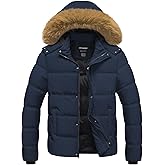 CTFASHION Men's Puffer Jacket Winter Coat Puffy Parka with Fur Hood Waterproof & Windproof Shell Fleece lining 4 Pockets