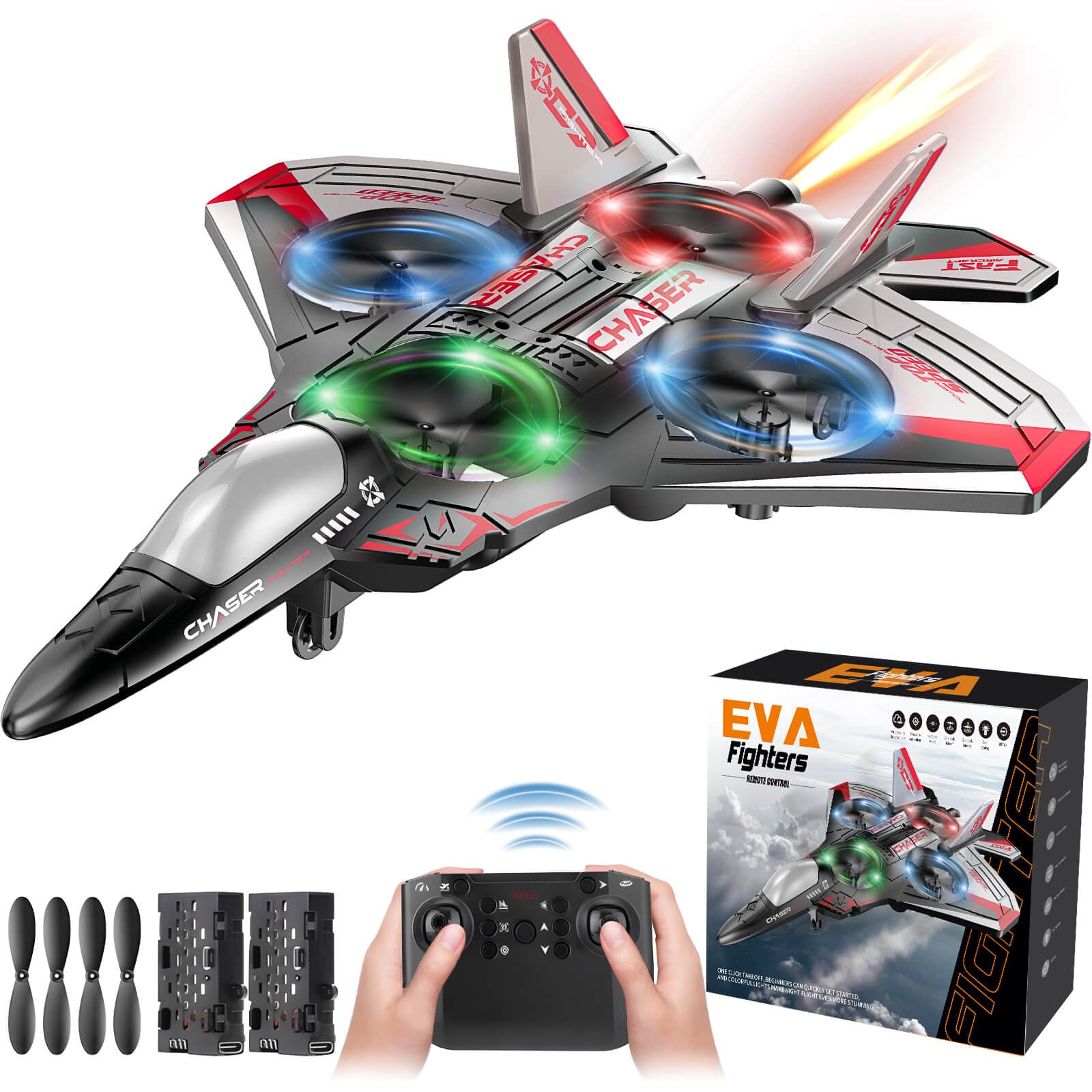 Beria RC Plane Toy for Kids 3-12 Year Old: Remote Control Plane RC Aeroplane Toys Gifts for 3 4 5 6 7 8 9 10 11 12 Year Old Boys Toy Birthday Presents Controlled Aircraft Airplanes Toys for Adult Red