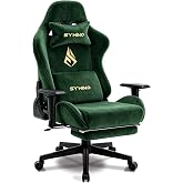 Symino Ergonomic Gaming Chair with 155&deg; Recline &amp; Footrest | Ergonomic gaming chair with 155&deg; recline, 2D armrests &amp; footrest. Premium breathable suede for all-day comfort