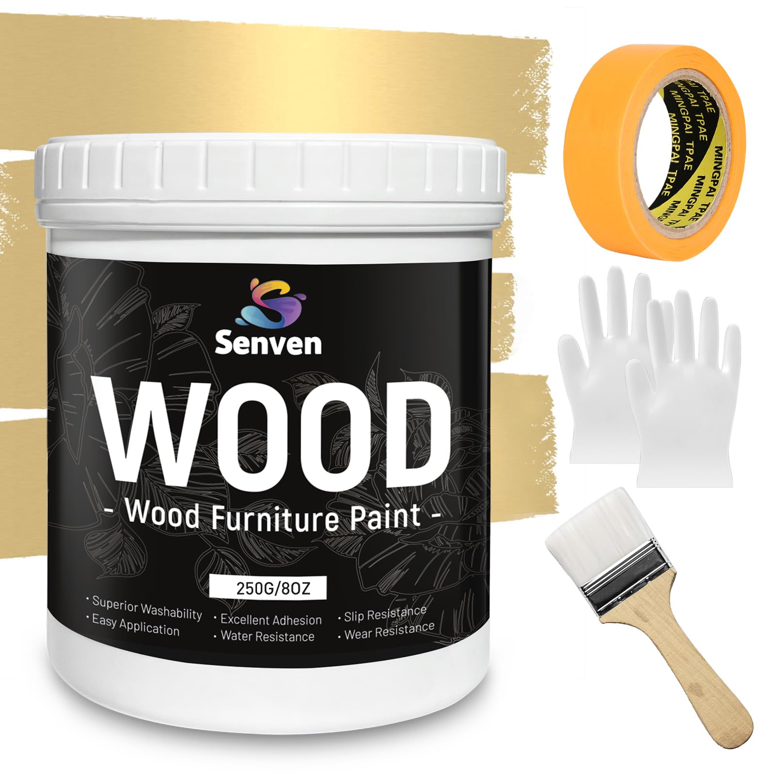 Photo 1 of Metallic Gold Acrylic Paint Antique Gold Leaf Touch-Up Paint Kit for Wood, Metal, Arts, Crafts, Canvas, Furniture, Wall, DIY, Wood Cabinets, Home Decor Shiny Metallic Finish 8 oz