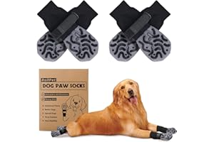 Roilpet Grippy Non-Slip Dog Socks to Prevent Licking Paws - Strong Traction for Hardwood Floors, Senior Dogs, Paw Protector, Prevent Scratching, Thick Anti Slip Dog Socks - Size Large