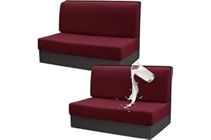 Gollense RV Dinette Cushion Covers Set of 2, Waterproof Stretch Camper Cushion Covers, Sectional Replacement RV Seat Covers for Trailer Couch, Includes 2 Backrest Cover & 2 Bench Cover (Wine)