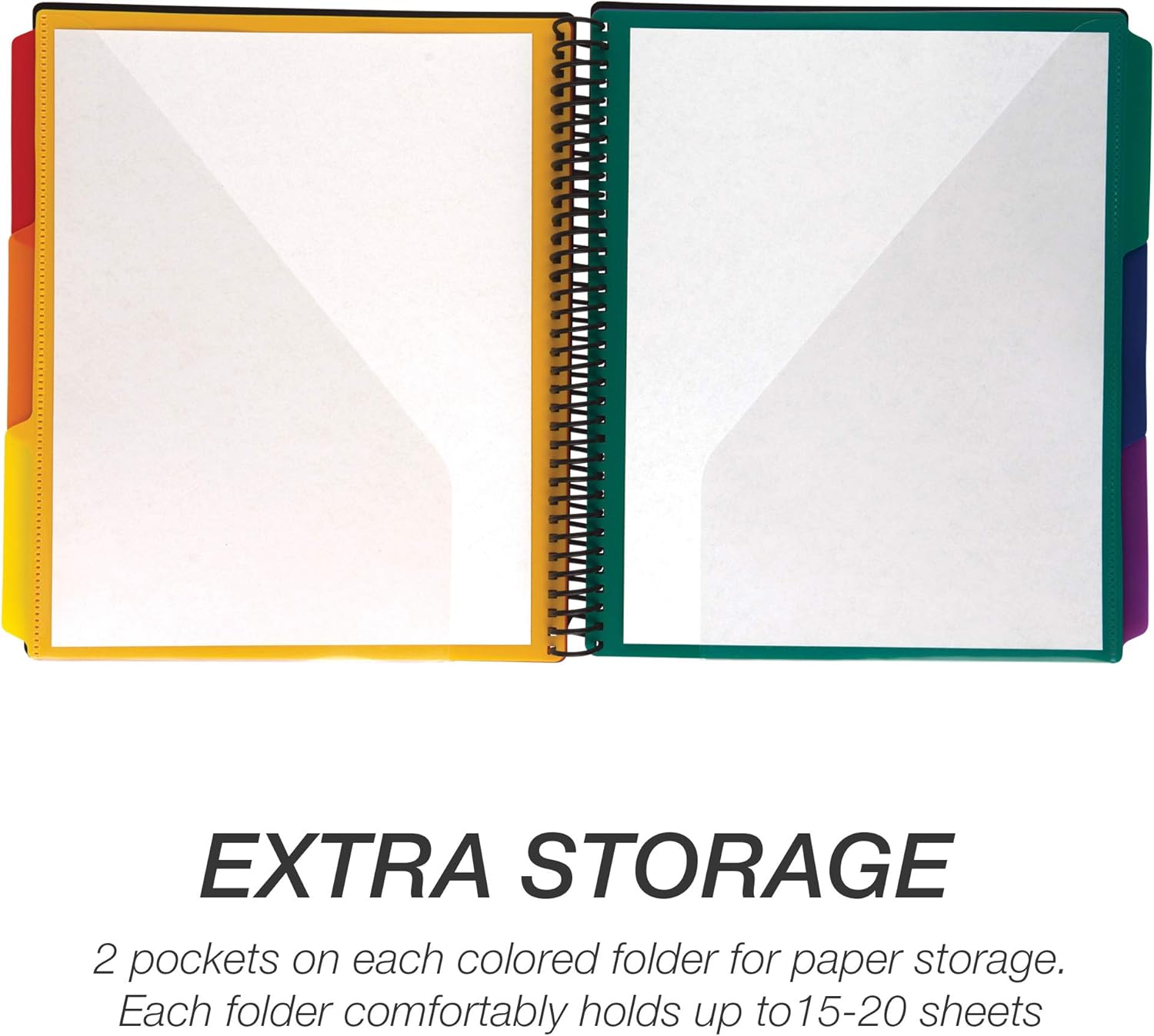 Samsill 24 Pocket Spiral Project Organizer with 12 Dividers, Customizable Front Cover, Erasable Write On Tabs : Office Products