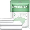 RHINSBENF Disposable Sheets for Travel Disposable Bed Sheets for Hotel King Size Bedding Set with Quilt Cover Pillow Cases 4 PCS Essentials Portable for Business Trip Tour Hotel(1 Pack)