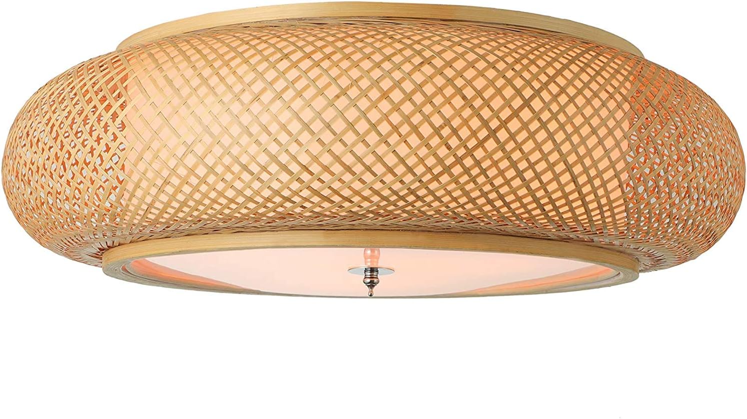 KWOKING Lighting Handmade Flush Mount Ceiling Light Creative Bamboo Ceiling Lighting fixtures Rattan Lantern Light 3 Lights Vintage Hanging Light for Living Room, Restaurant, Bedroom 19.69 inch - - 
