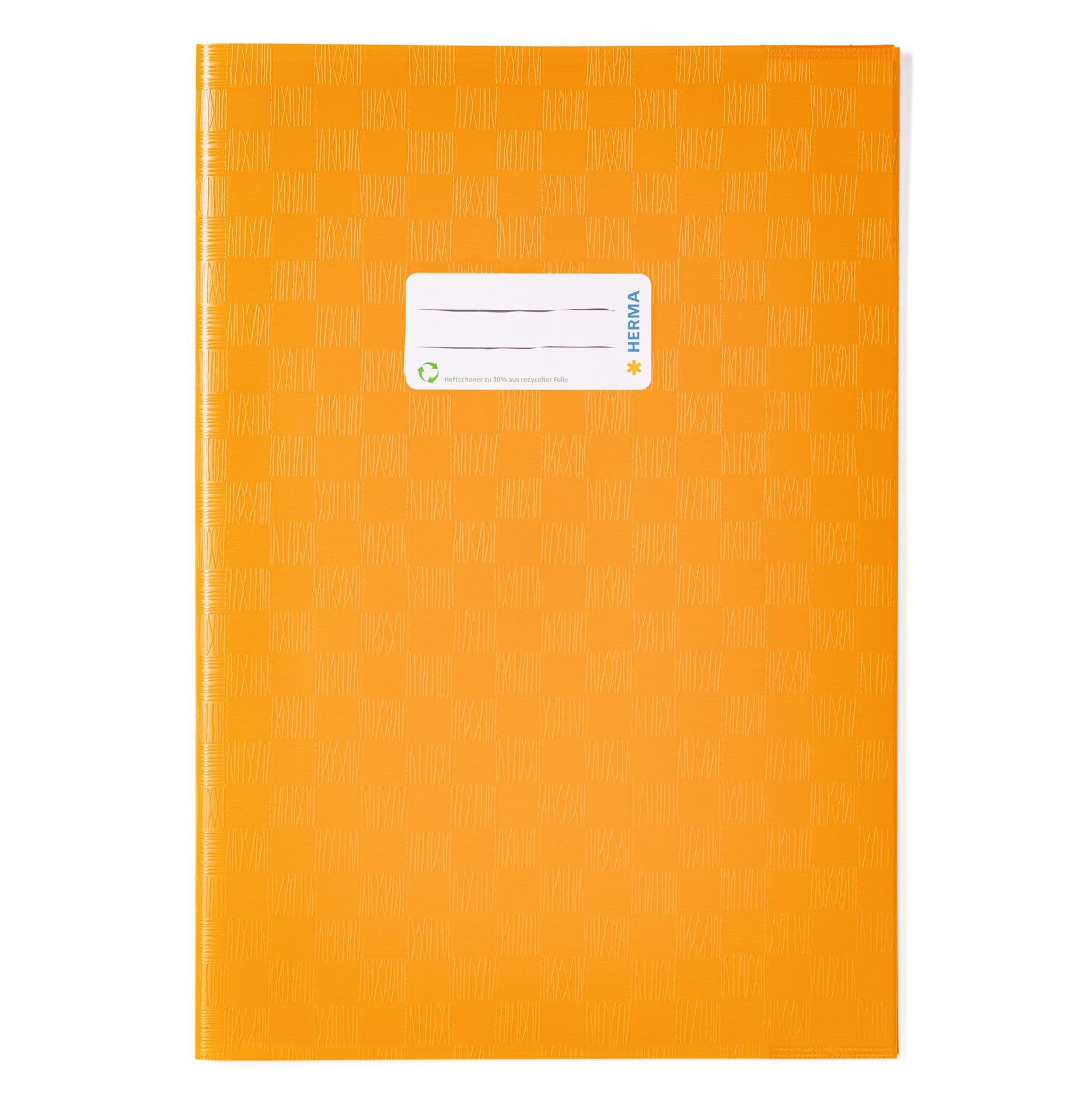 HERMA 7444 Notebook Covers A4 Raffia Orange, Pack of 25, Book Covers with Label & Raffia Structure Made of Durable & Wipe-Clean Polypropylene Film, Notebook Cover Set for School Notebooks, Coloured โ image 1