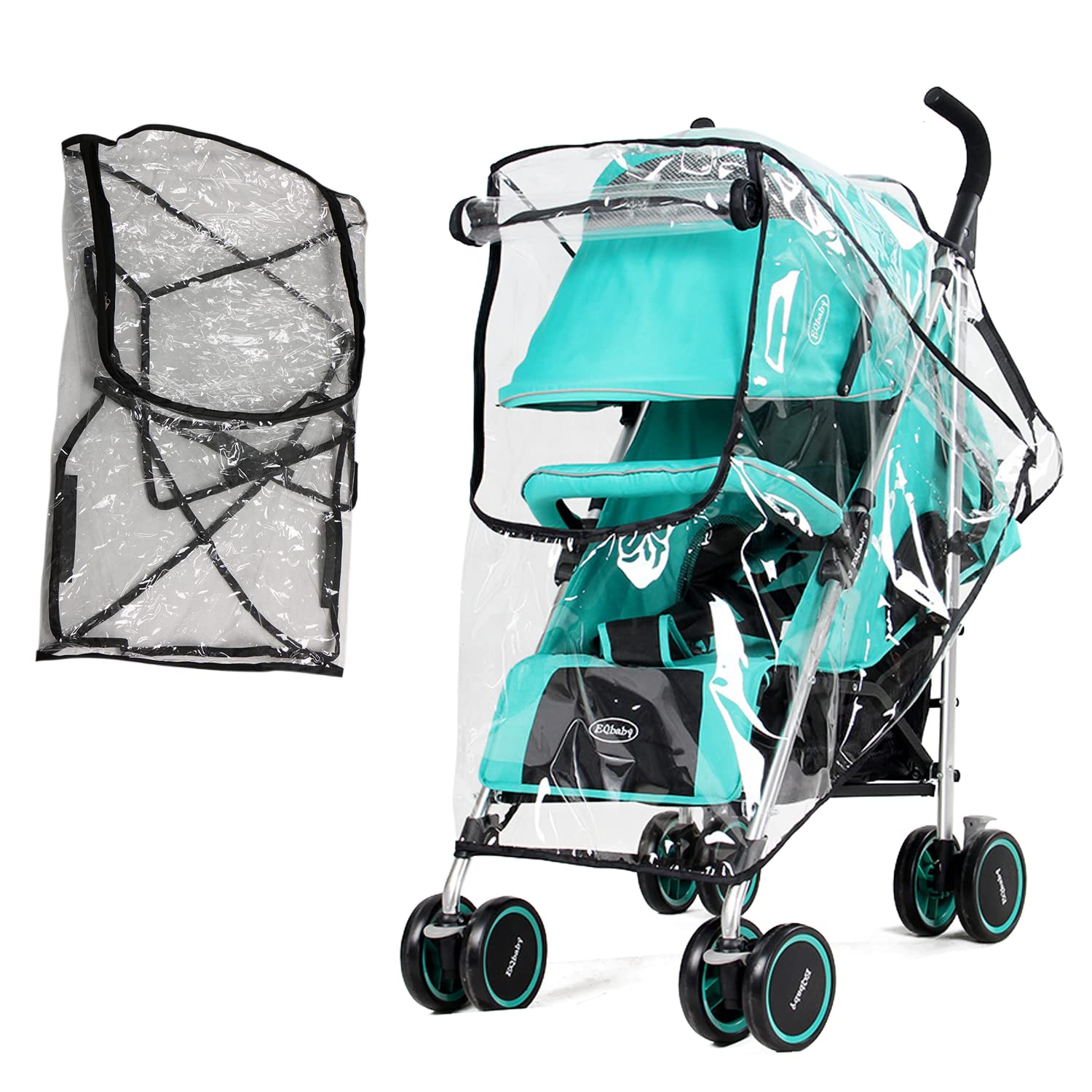 1 piece of Universal rain Cover, Transparent Stroller rain Cover, Window-Opening Zipper Type, Windproof, Waterproof and dustproof, Suitable for Baby Strollers
