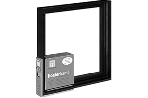 Ampersand Art Supply Floaterframe Readymade Frame for Flat and 7/8" Deep Wood Panel and Canvas Artwork, Paintings, Prints, and More, 12"x12", Black Thin