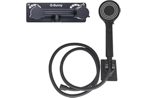 G-SUNNY All Metal RV Shower Faucet with Hose and shower Head,camper shower faucet Replacements,On-Off Shower Head with Hose Guide Ring and Shower Holder for RV, Camper, Motorhome (on/off switch, Matte Black)