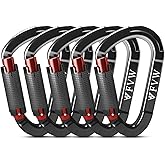 FVW Auto Locking Rock Climbing Carabiner Clips,Professional 25KN (5620 lbs) Heavy Duty Caribeaners for Rappelling Swing Rescue & Gym etc, Large D-Shaped Carabiners