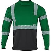 FONIRRA Safety Shirts for Men High Visibility Reflective ANSI Class Hi Vis Construction Work T Shirts Long Sleeve