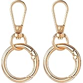 OIIKI 2 Sets Swivel Clasp Clips, Metal Swivel Snap Hook, Double Opening Key Chain Clip with Key Ring for DIY Crafts, Jewelry Clasps, Lanyard Making - Gold