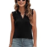 Blingfit Women's Tank Top Sleeveless Blouses V Neck T Shirts Summer Trendy Tops Loose Tunic Shirt
