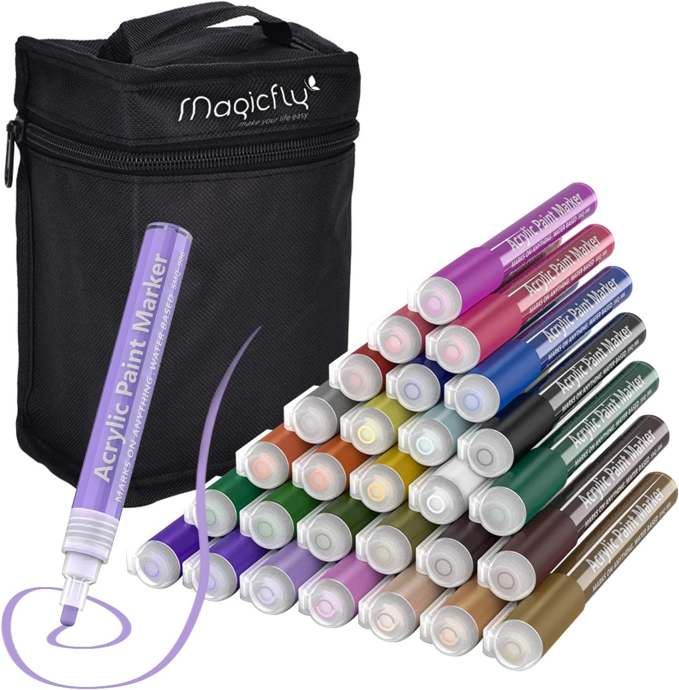 Magicfly Marqueur à Peinture Acrylique Permanent, Stylos Feutre pour Plastique Céramique, sur