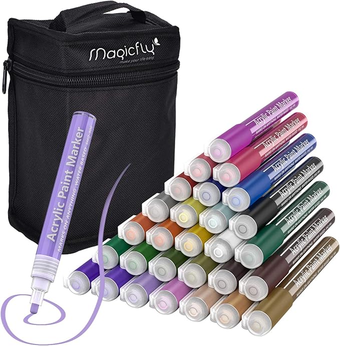 Magicfly Marqueur à Peinture Acrylique Permanent, Stylos Feutre pour Plastique Céramique, sur