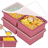 2 cup Silicone Freezer Trays with Lids, Silicone Soup Freezer Molds, Easily prepare portioned meals, Dishwasher,Oven Safe, Stackable, Ideal for Frozen Broth, Leftovers & Meal Prep, BPA Free 2 Pack