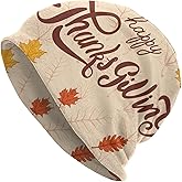 Happy Thanksgiving Beanie Chemo Hat Cancer Headwear Knitted Hats Baggy Slouchy Scarf Cap for Adults Women Men