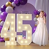 Marquee Numbers 45th-Birthday Large Decorations: 4ft Light Up Numbers 40 Birthday Sign for Boy Girl Fourty Five Year Old Anniversary Mosaic Party Decor Backdrop Big Foam Board Number 45