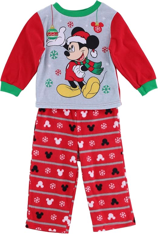 Disney Mickey Mouse Boys Holiday Xmas Footed Pajamas Size 24 Months Plaid Red Innovatis Suisse Ch