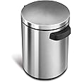 NINESTARS DZT-5-1S Automatic Touchless Infrared Motion Sensor Trash Can, 1.2 Gal 5L, Stainless Steel Base (Round, Stainless Steel Lid)