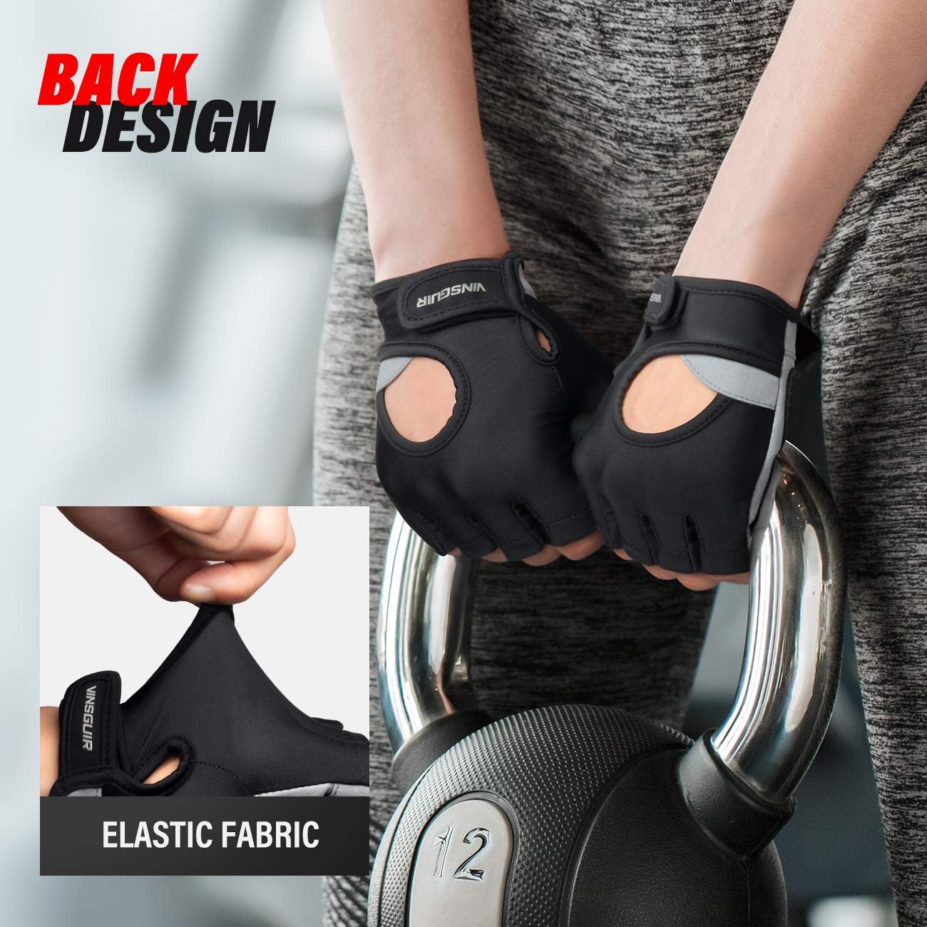 Vinsguir Workout Gloves for Men & Women, Lightweight Breathable Gym Gloves, Exercise Weight Lifting Gloves, Cycling Gloves Curved Open Back for Fitness, Training, Climbing, Kettlebell : Sports & Outdoors
