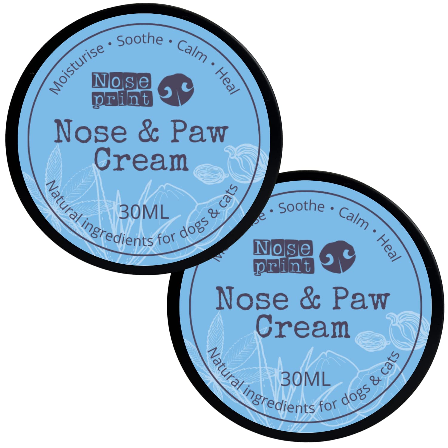 2x 30ML 100% Natural Dog Nose & Paw Balm Paw Protector | Paw Balm For Dogs | Dog Paw Moisturiser Dog Paw Balm Moisturises And Conditions And Relieves Dry And Cracked Pads (Nose & Paw 2x30ML)