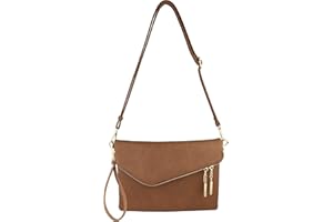 B BRENTANO Fold-Over Envelope Wristlet Clutch Crossbody Bag with Tassel Accents