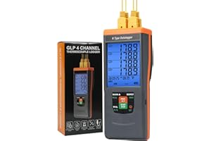 Thermocouple Thermometer Temperature Data Logger, 4 Channels K Type Thermometer with 48,000 Groups Data Records, Temperature 