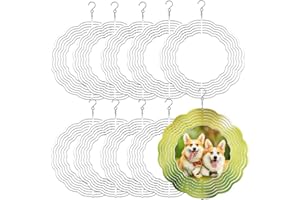 XIHEYOMI 10 Pack 10 Inch Sublimation Wind Spinner Blanks, 3D Aluminum Wind Powered Kinetic Sculpture, Spinner Suspension Trim for Yards & Gardens（Round）