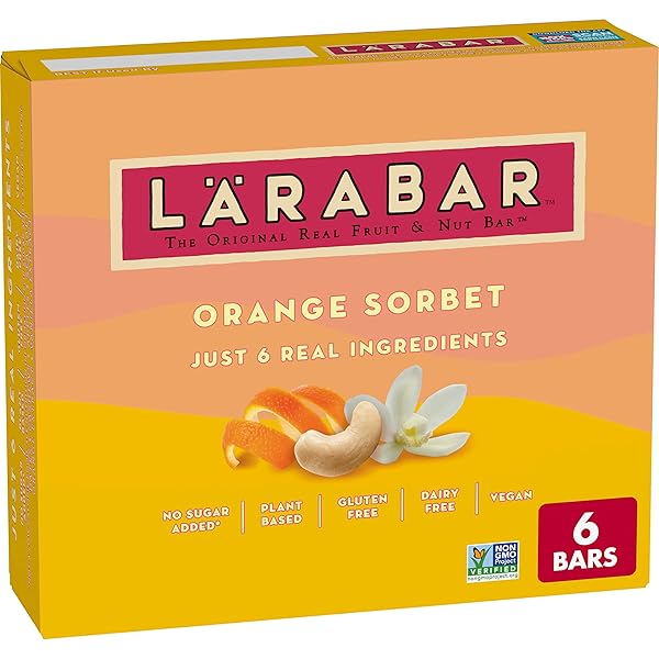 LARABAR ORANGE SORBET BARS, GLUTEN FREE VEGAN, 6 CT