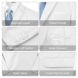 MAGE MALE Mens Two Button 3-Piece Suits Slim Fit