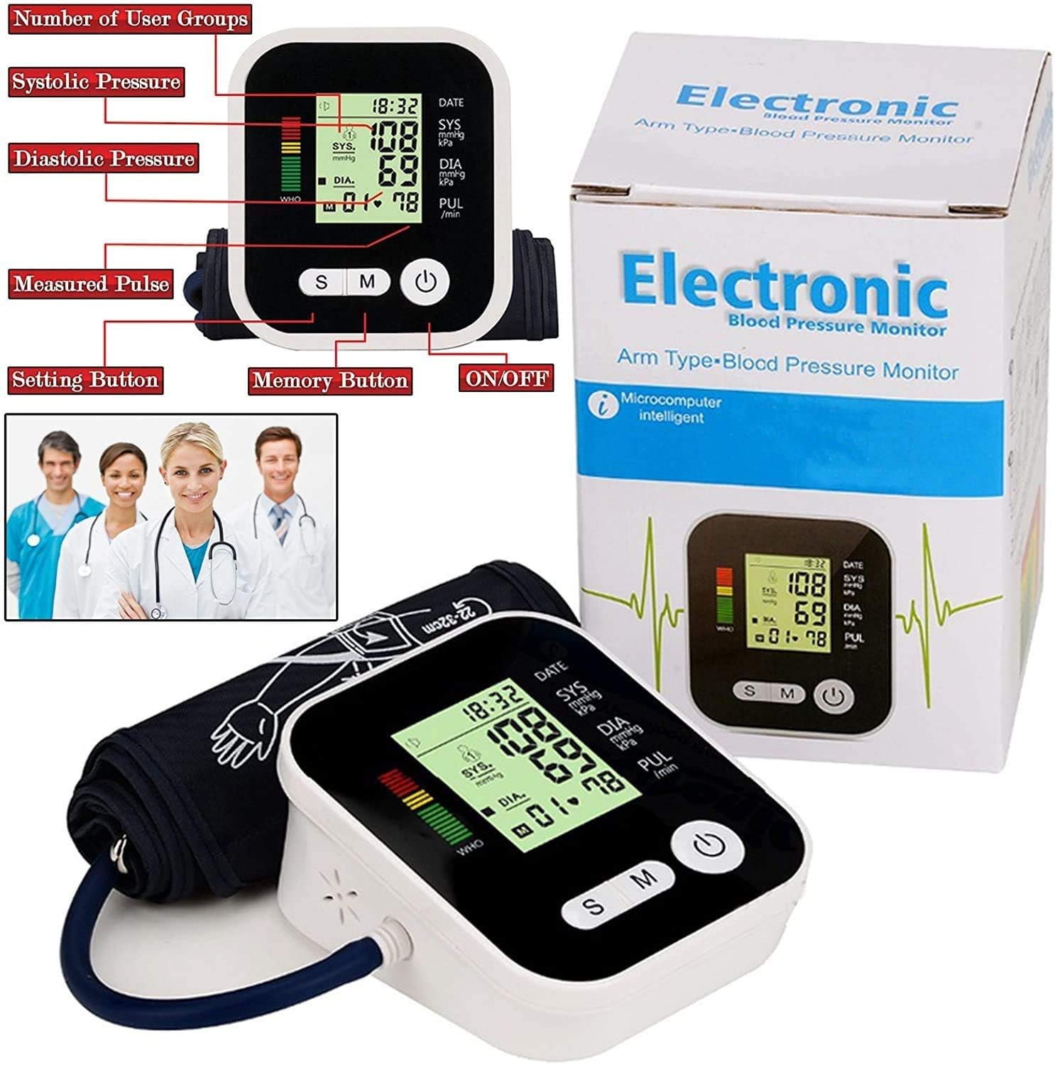 Splinktech ® Digital Upper Arm Blood Pressure Monitor BP Heart Beat