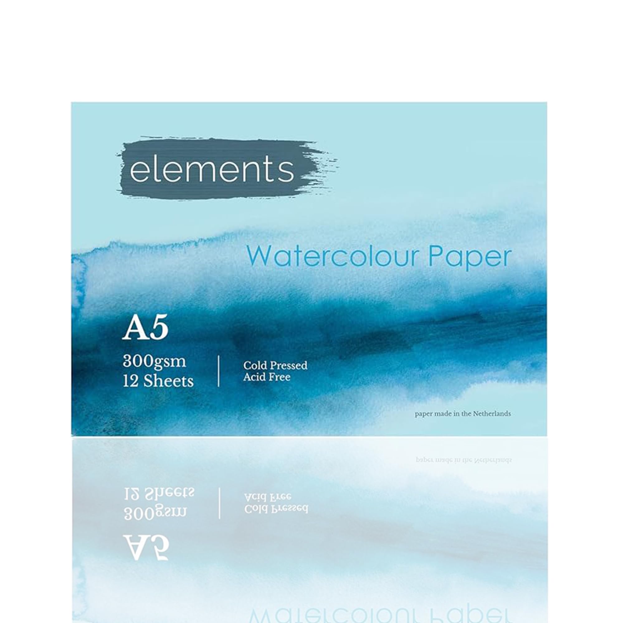 Elements A5 Watercolour Sketchbook 300gsm – Watercolour Paper Pad, 12 Sheets, Ideal for Gouache and Aquarelle Techniques, and Mixed Media, White, Lightweight