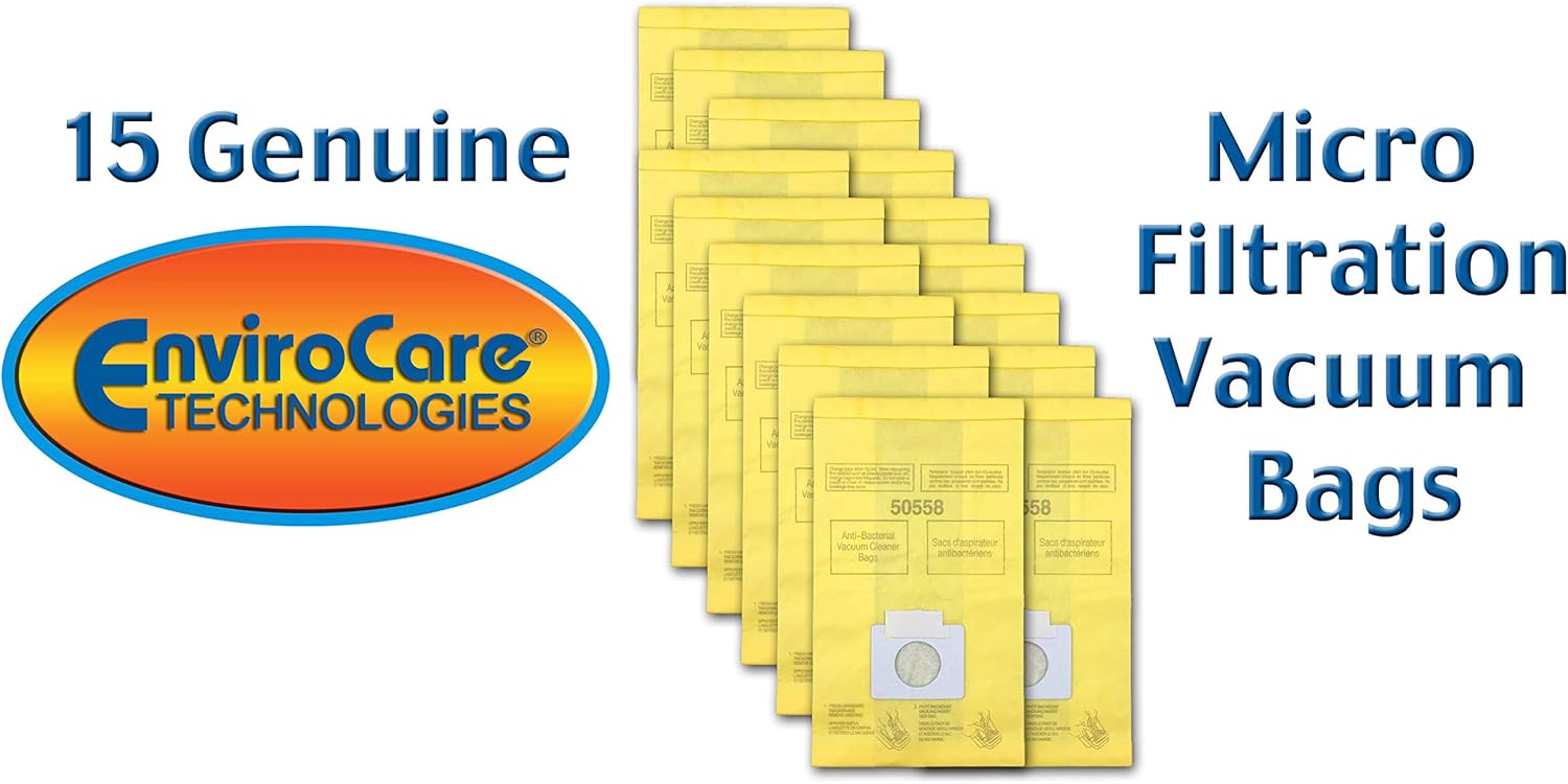EnviroCare Replacement Micro Filtration Vacuum Bags to fit Kenmore Canister Q. 5055, 50557 and 50558 Panasonic Type C-5 Models 15 Pack, 15, Yellow, Count -
