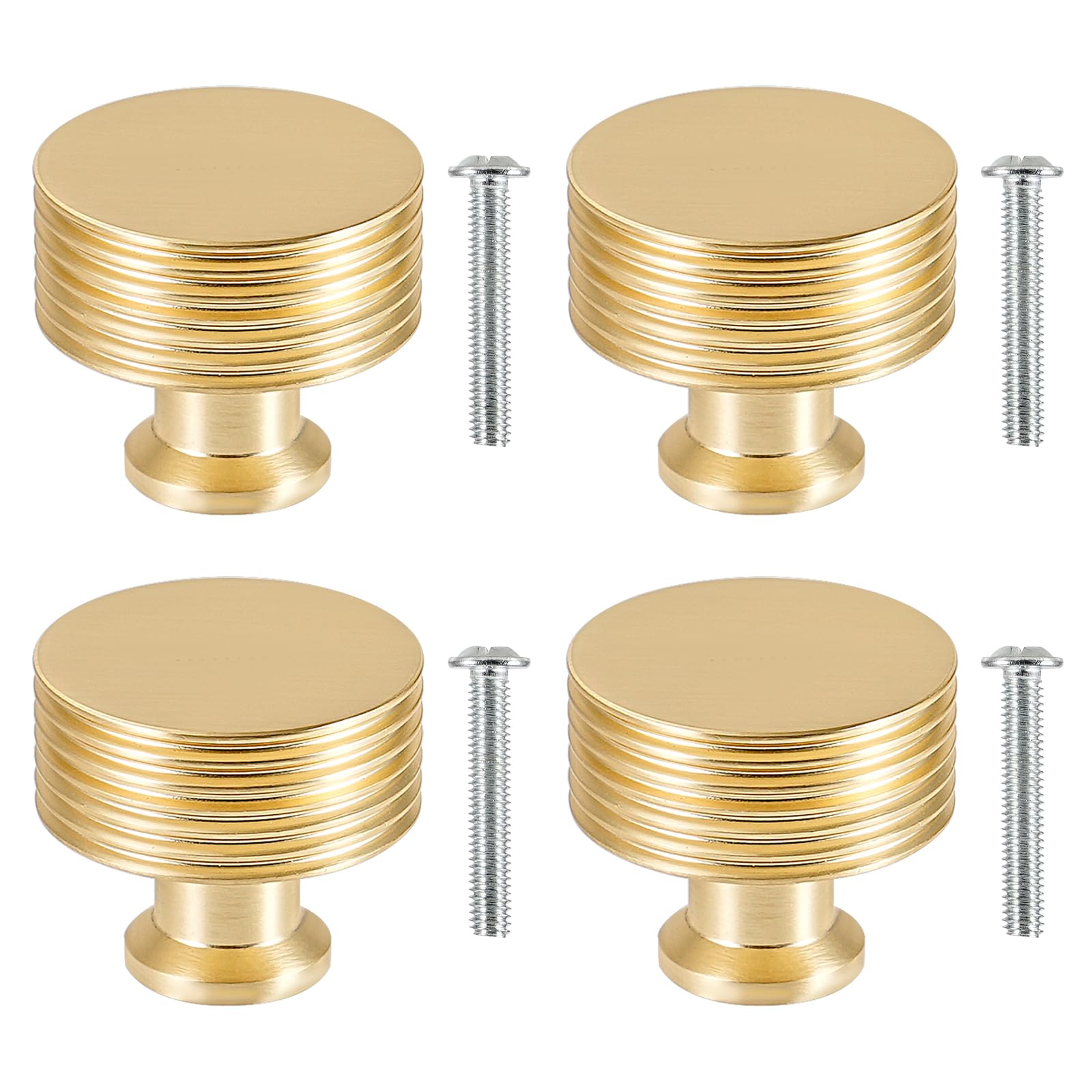 TRIXES 4PK Matte Gold Drawer Knobs - 3cm Diameter Decorative Cabinet Drawers Bureau Wardrobe Handles Hardware - Perfect for DIY Projects, Kitchen Bathroom Bedroom Study Office Upcycling Accessories