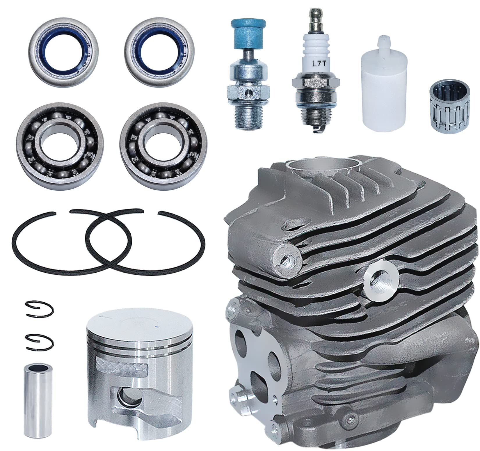 AUMEL 51mm Cylinder Piston Kit for Husqvarna K760 K750 Cut-Off Concrete Saw Chainsaw Cylinder Replacement with Bearings Decompression Valve Fuel Filter Spark Plug 5814761-02 506 38 61-71