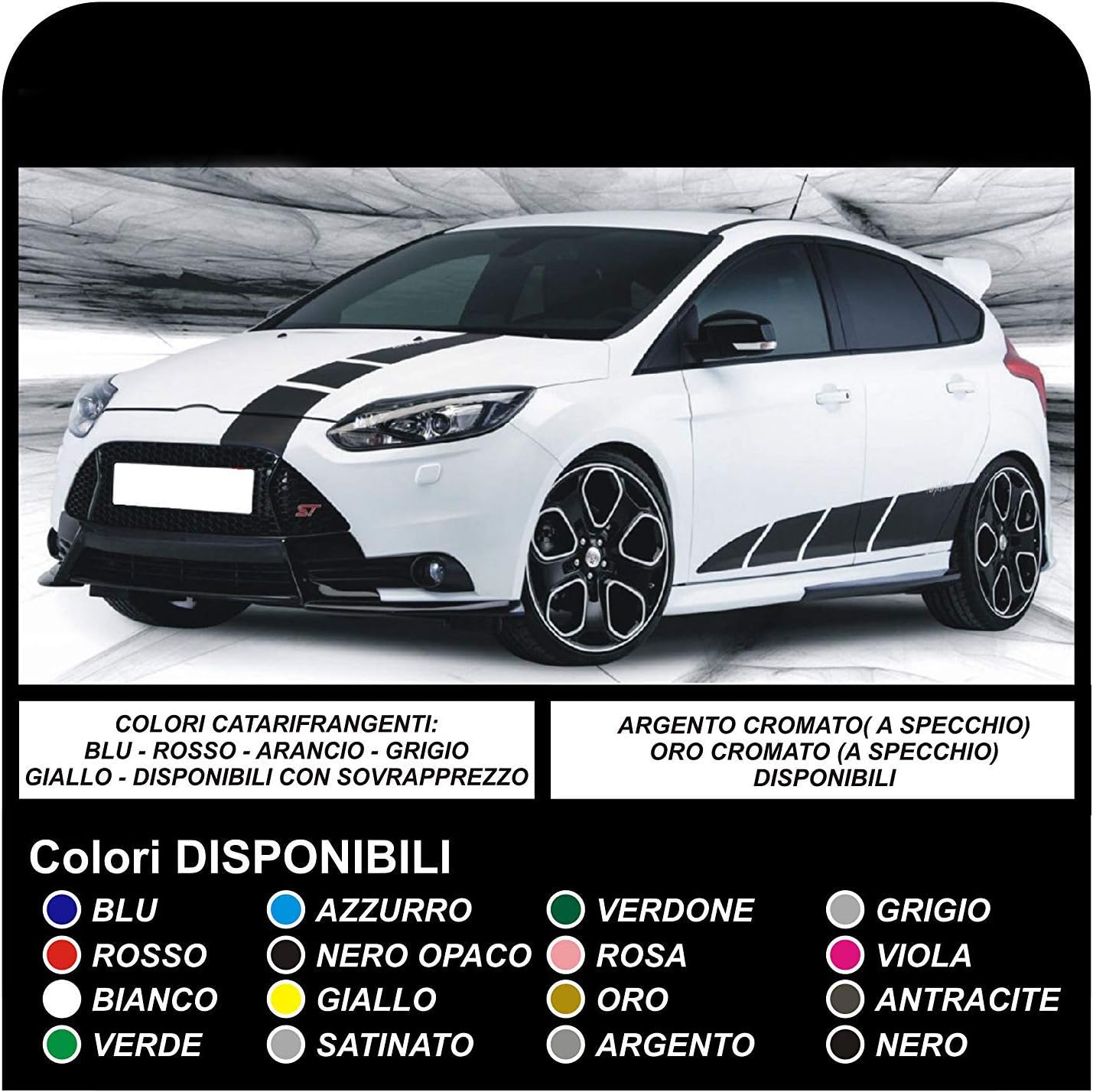 STICKERS FOR CARS GRAPHIC STRIPS COMPLETE KIT (BLACK)
