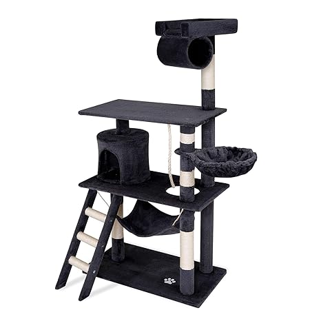 dibea KB00503 Kratzbaum - extra breit - Katzen Kletterbaum (Höhe 141 cm), grau