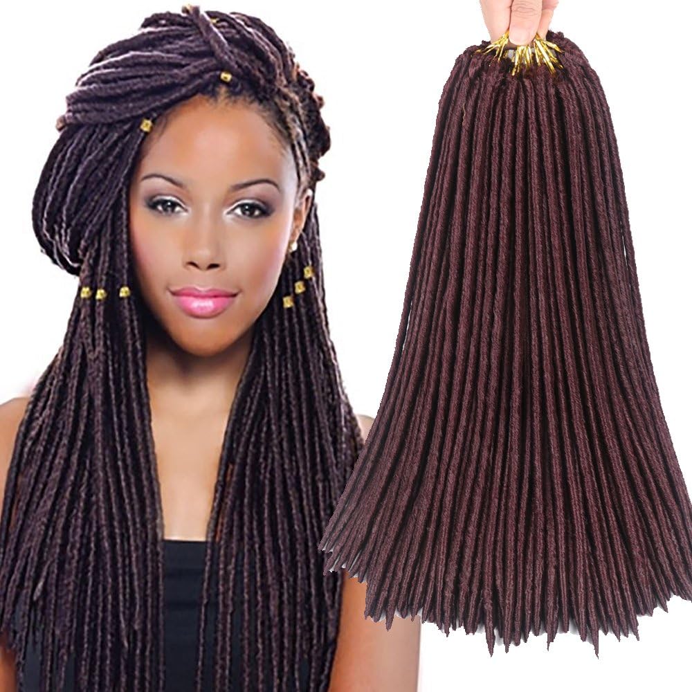 6 Packs 18" (45cm) Faux Locs Twist Braids Hair Synthetic Crochet Braiding Hair MAMBO FAUX LOCS For a Full Head (39M)