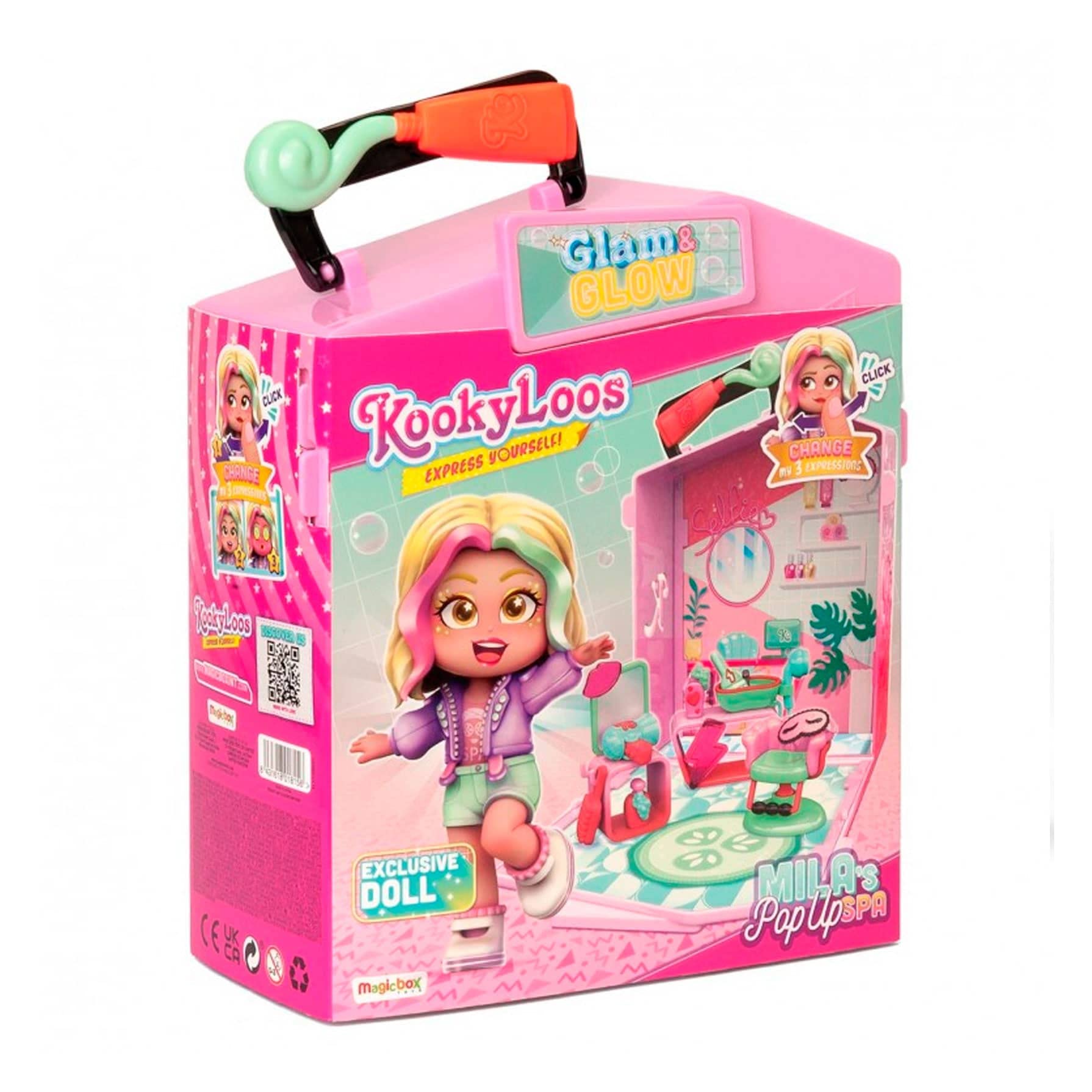 Mila’s Pop-Up Spa – Spa with more than 15 accessories and exclusive doll with 3 funny expressions. Includes exclusive clothes and footwear, beauty accessories, dressing table with mirror