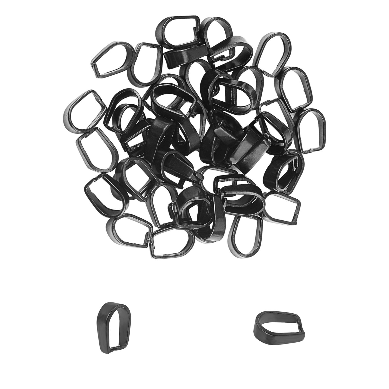 UNICRAFTALE 50pcs Black Stainless Steel Snap on Bails Pendant Bails Connectors Hook Pendant Clasps for DIY Dangle Charms Necklace Jewelry DIY Craft Making
