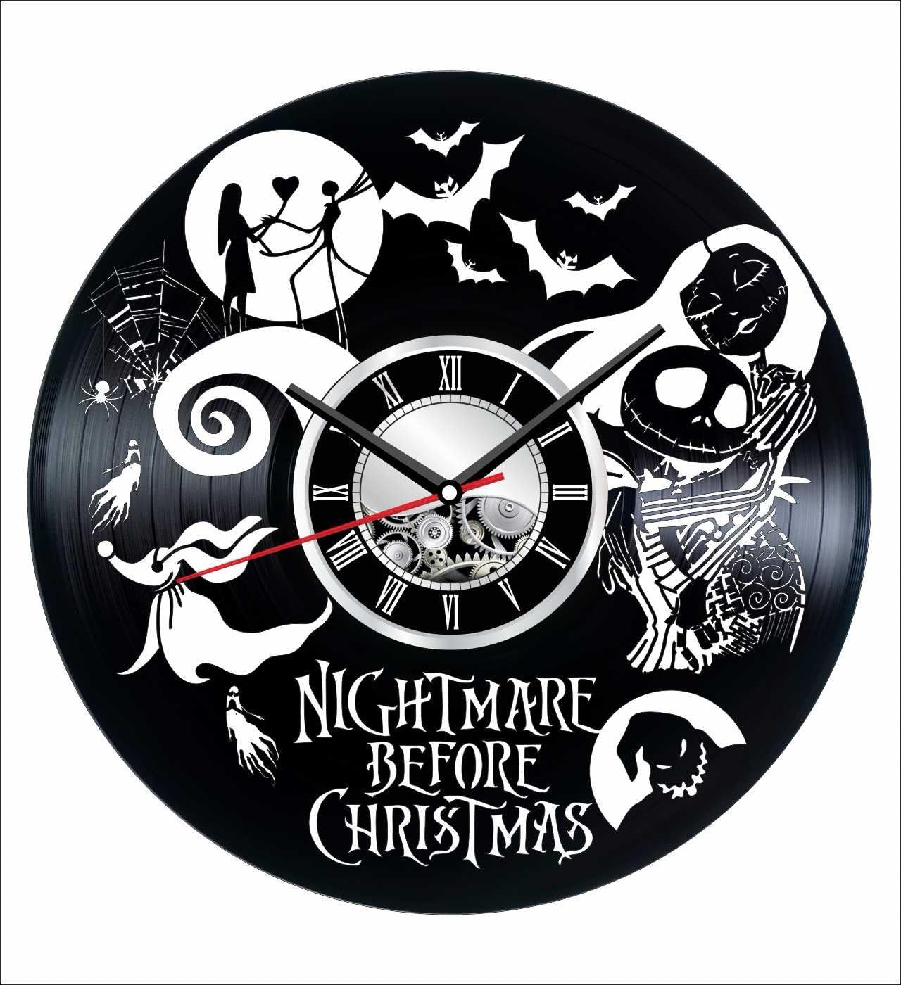 Nightmare Before Christmas Wall Clock Made of Vintage Vinyl