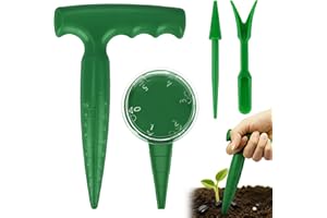 Milifox Seed Planter Tool, 6.9" Dibber Garden Tool, Plastic Dibbler Tools for Planting, Seed Dispenser, Bulb Digger Garden Planter for Sowing Seeds, Bulbs, Digging (with Widger and Dibber)