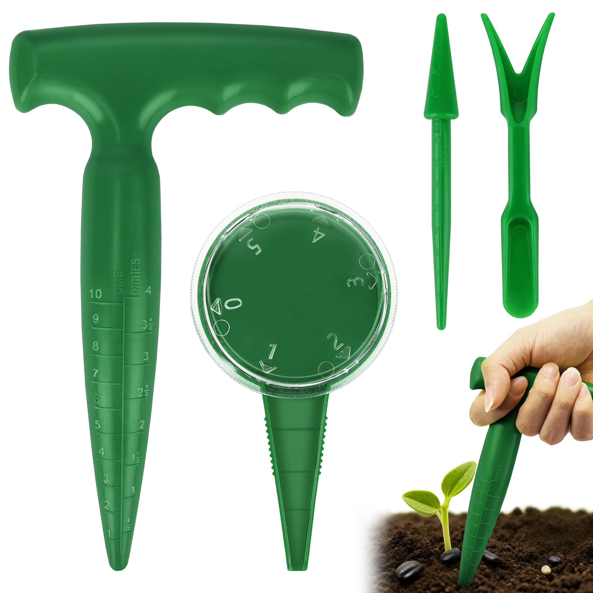 Milifox 4pcs Bulb Planter Tool,Transplanting Widger and Dibber for Planting Seeding Garden Dibber Tool for Vegetable and Flowers