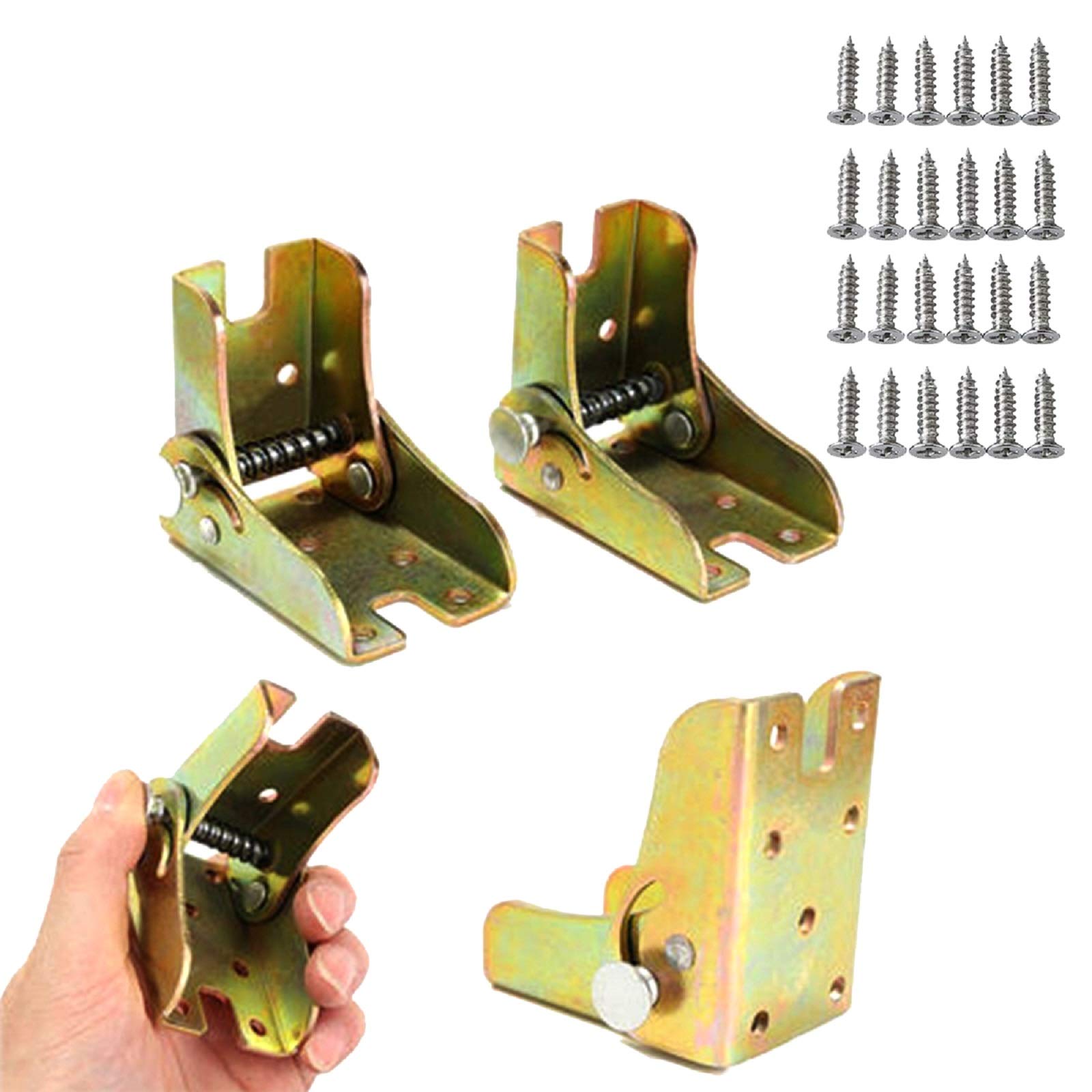 Self Locking Hinges Card Table Leg Hinges Table Leg Extender, DIY Foldable Work Table Leg Bracket, Locking Hinge Color Bed Foot, for Folding Foot Support(4PCS)