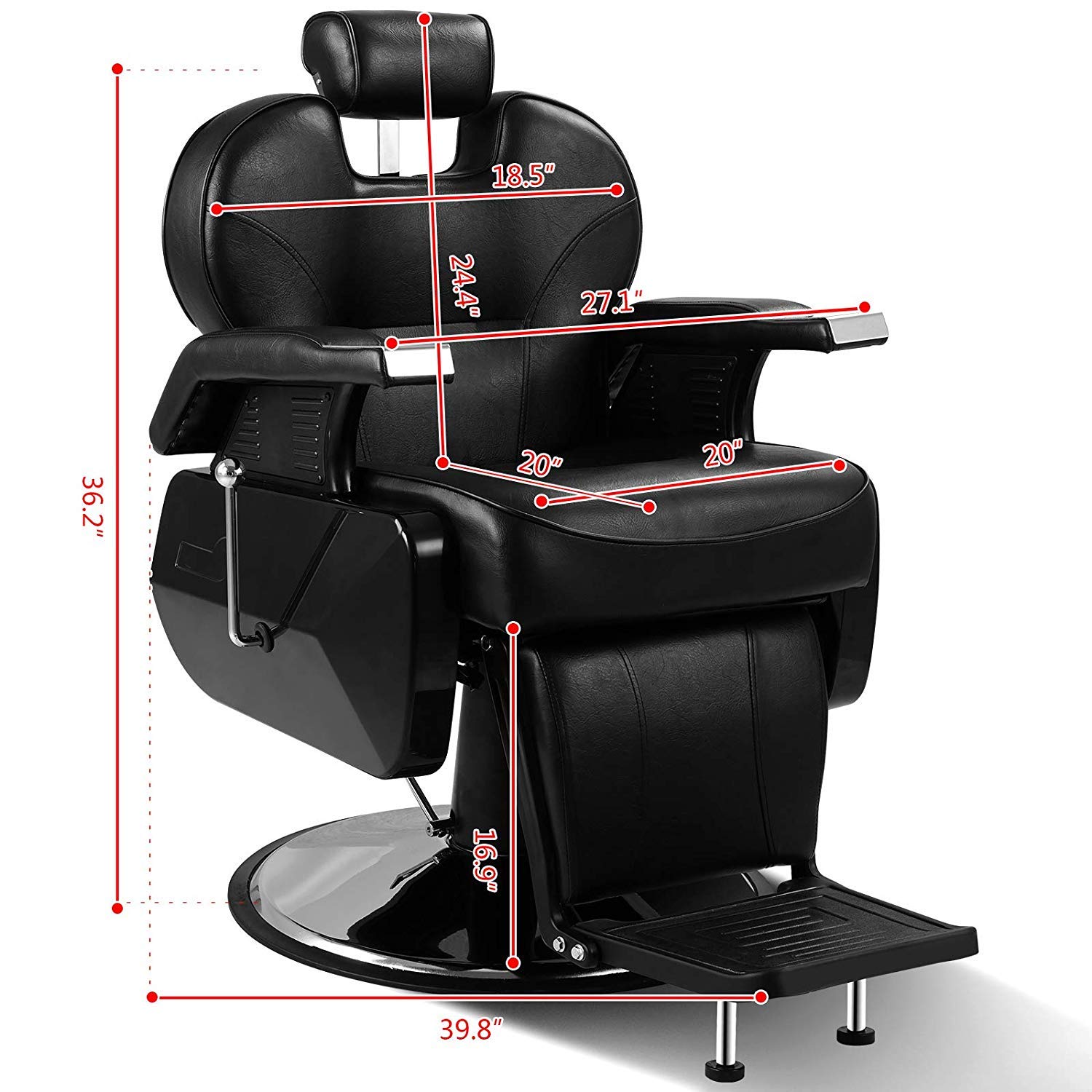 Artist Hand Black All Purpose Hydraulic Recline Barber Chair with Free Hair Styling Comb Set Salon Beauty Styling Chair for Beauty Shop: Beauty